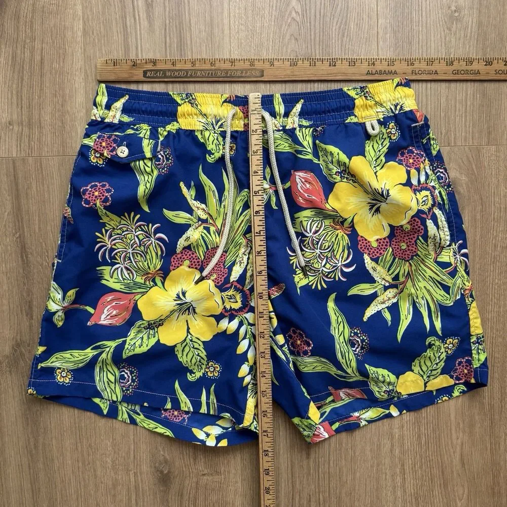 Polo Ralph Lauren Men’s Swimwear Sz L Aloha Hawaii Multicolor Mesh Lined Floral